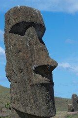 Moai in Rano Raraku, Rapa Nui National Park, Easter Island, Chile, Unesco World Heritage