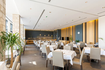 Interior of a empty hotel restaurant
