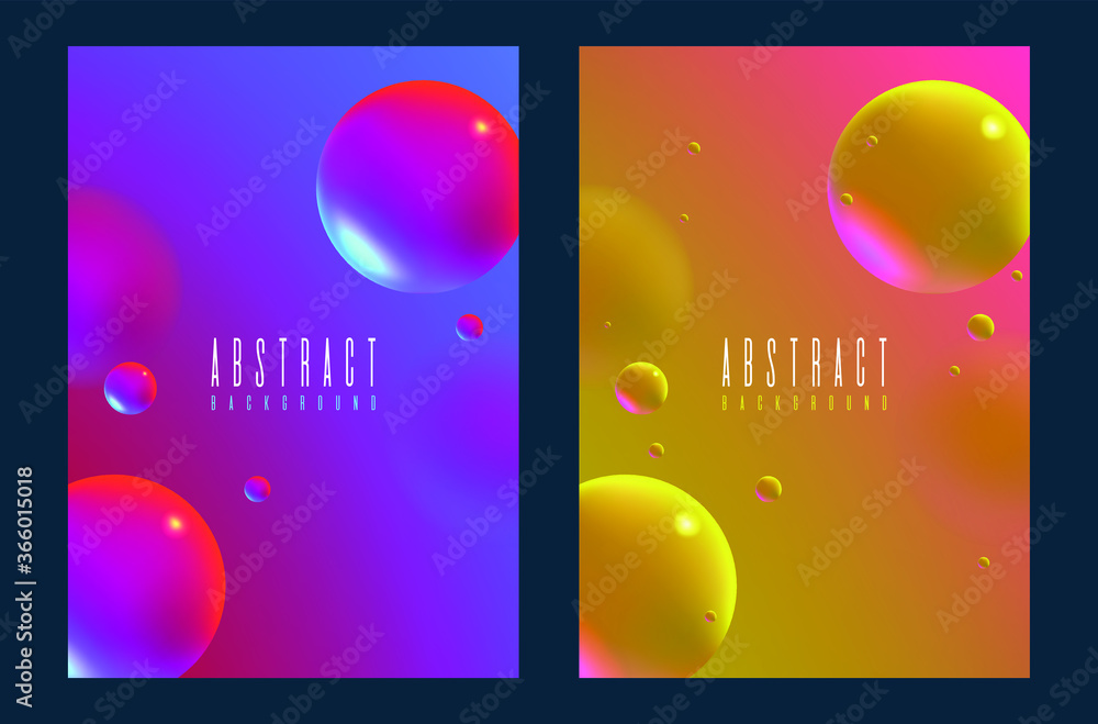 Poster set of abstract fluid 3d a4 background with liquid modern shapes . isolated vector elements