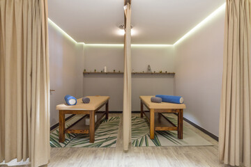 Interior of a massage room in hotel spa and wellness center