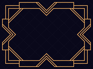 Art deco frame. Vintage linear border. Design a template for invitations, leaflets and greeting cards. The style of the 1920s and 1930s. Vector illustration