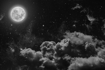 backgrounds night sky with stars and moon and clouds