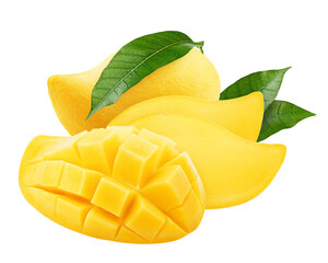 yellow mango isolated on white background, clipping path, full depth of field