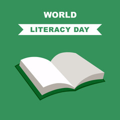 This is a vector illustration of a book for International Literacy Day.