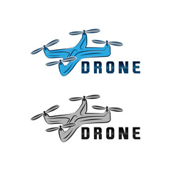 drone logo isolated on white background. Set of drone service and accessories labels, badges and design elements. Vector Illustration