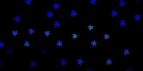 Dark blue vector background with covid-19 symbols.