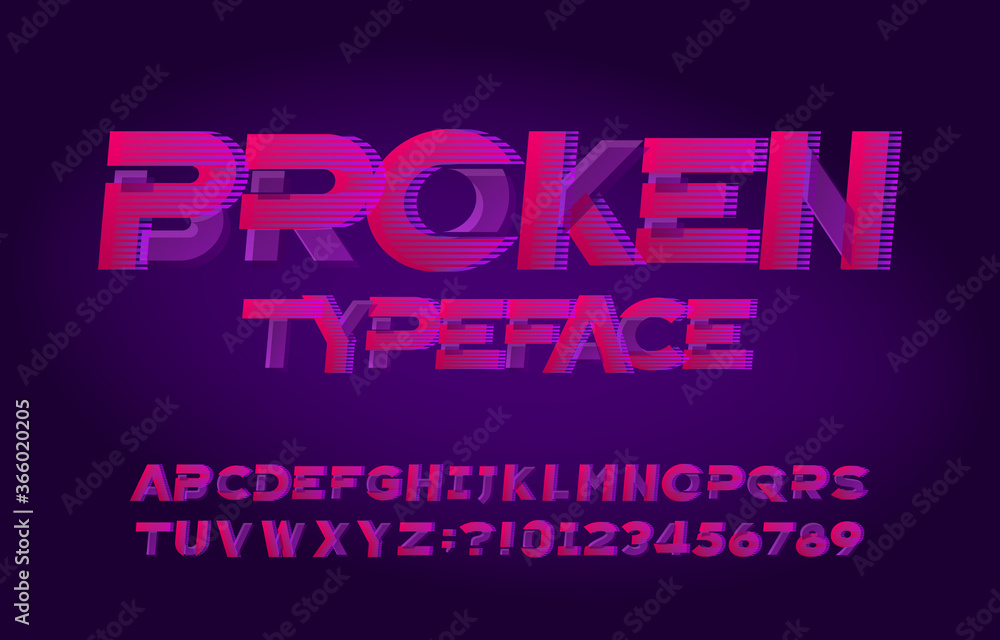 Poster abstract alphabet typeface. futuristic letters and numbers. stock vector alphabet for your typograph