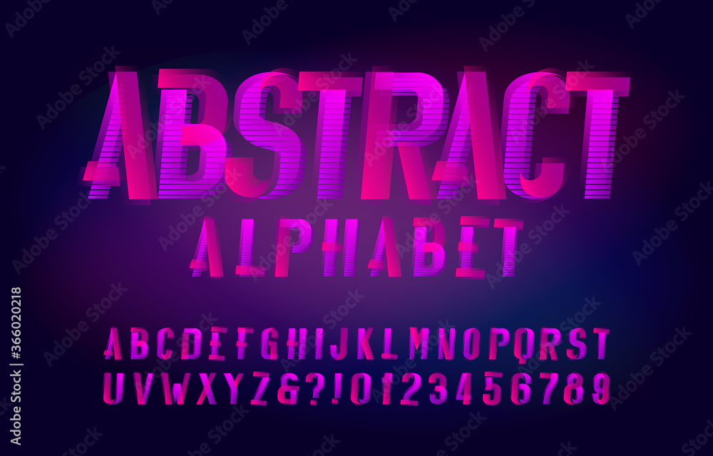 Poster abstract alphabet typeface. futuristic letters and numbers. stock vector alphabet for your typograph