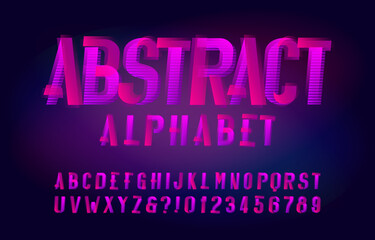 Abstract alphabet typeface. Futuristic letters and numbers. Stock vector alphabet for your typography design. Abstract blurred background.