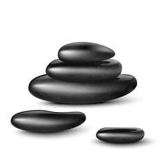 Template of SPA massage stones or rocks realistic vector illustration isolated.