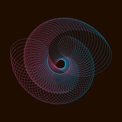 Spirograph abstract element on a black background.