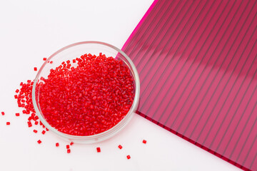 Colored plastic sheet PC panel. Bright red translucent roofing sheet. Hollow Polycarbonate Sheet...