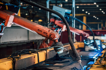 robot arm working in factory