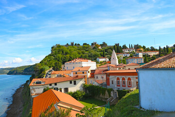 Fototapeta na wymiar Nice view of the town of Piran on the coast of the Andriatic Sea.