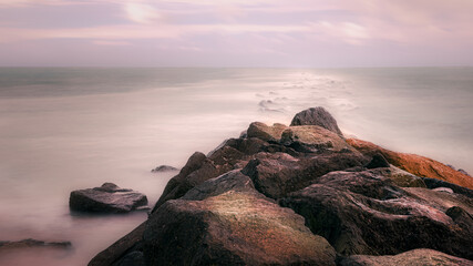 seaview rocks landscape with cloudy sky