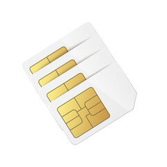 Mobile SIM card stack isolated on white background