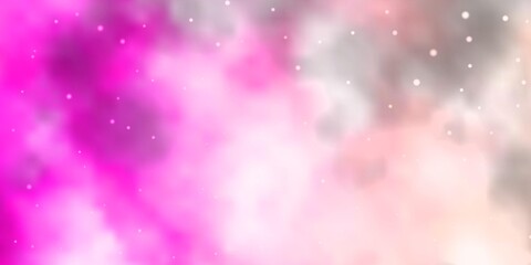 Light Pink vector template with neon stars. Decorative illustration with stars on abstract template. Pattern for wrapping gifts.