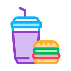 food burger and drink cup icon vector. food burger and drink cup sign. color symbol illustration