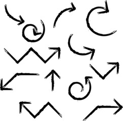 Grunge Dirt Arrow Vector. Dry Brush Stroke . Curved arrow set . sideways. black sign.  element for your design . distressed direction