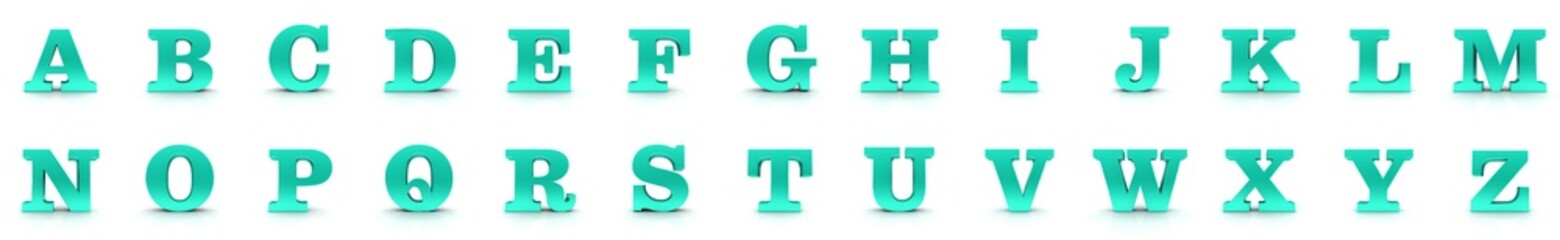 Alphabet signs letters 3d turquoise