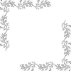 Herbal black minimalistic vector frame. 