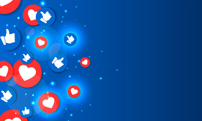 Social media concept blue background. Abstract icons of social networks.