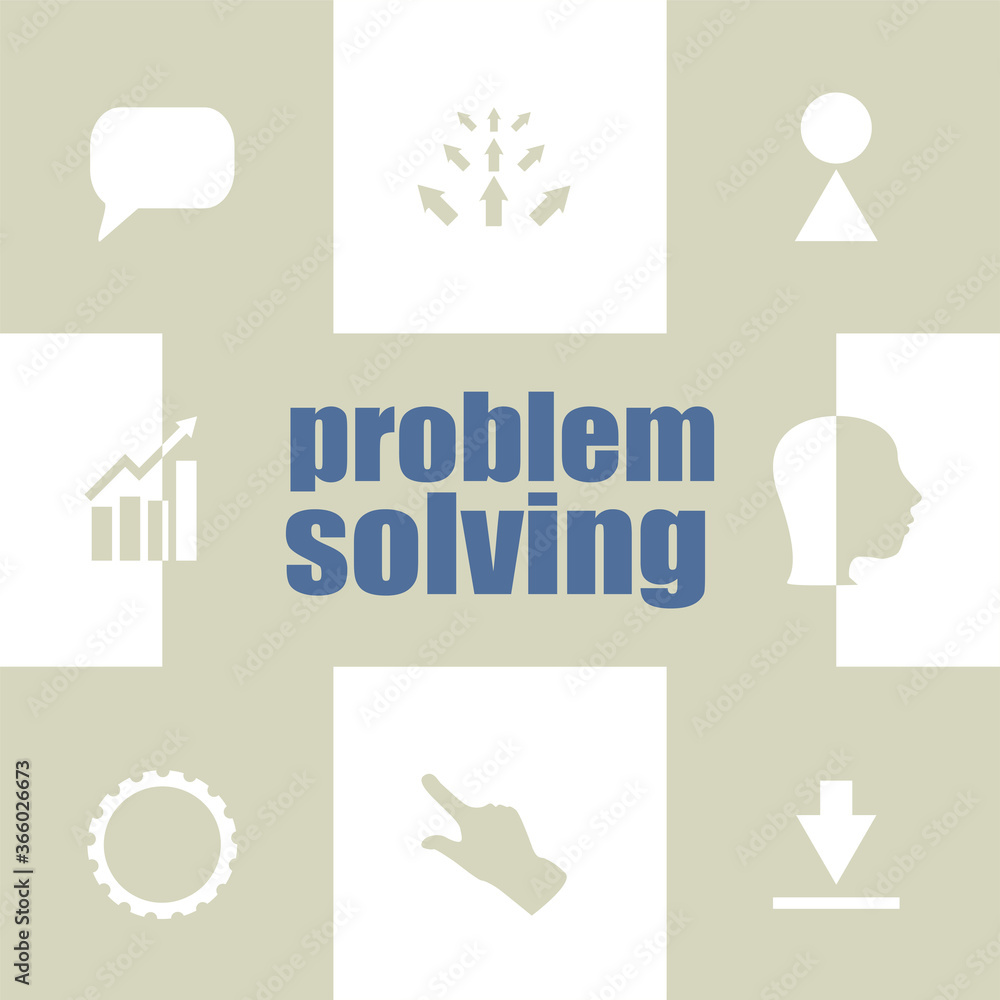 Poster business concept. text problem solving . infographic elements. business icon set
