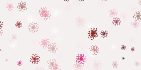 Light Pink, Red vector doodle template with flowers.