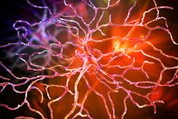 Retinal neuron, a neuron that plays crucial role in vision, it transforms the optical image in order to extract visual information - obrazy, fototapety, plakaty