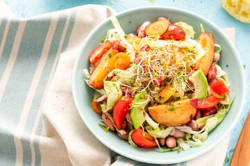 Summer Fresh Fruit and Vegetable Bowl. Healthy and Clean Eating