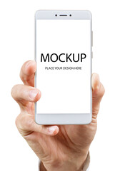 Modern smartphone black color with blank screen. Copy space.