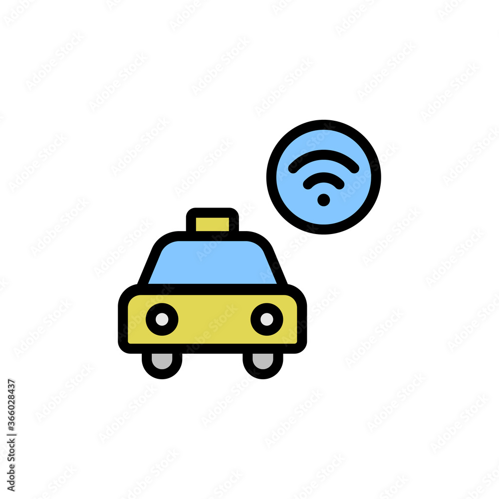 Poster taxi, wifi icon. simple color with outline vector elements of taxi service icons for ui and ux, webs