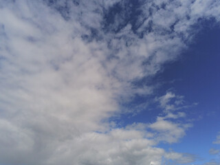 Beautiful blue sky with fluffy clouds, Nature background.