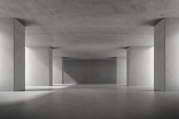 Abstract architecture space, Interior with concrete wall. 3d render.	
