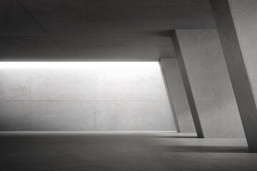 Obraz premium Abstract architecture space, Interior with concrete wall. 3d render. 