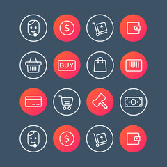 Financial stock icons. Money and finance vector icons