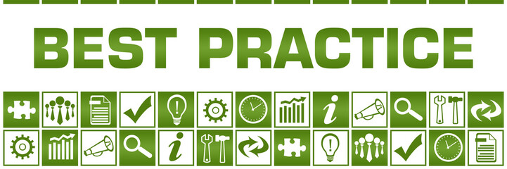 Best Practice Green White Box Grid Business Symbols 