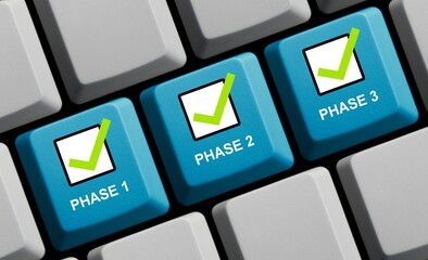 Computer Tastatur zeigt Phase 1, Phase 2 und Phase 3