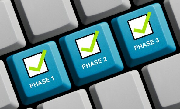 Computer Tastatur zeigt Phase 1, Phase 2 und Phase 3