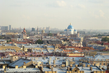 St. Petersburg view of the rooftops in the city center and the cathedral - 366031842