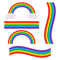 Rainbow cartoon set isolated. Stripes light arch icons vector