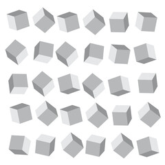 Cube 3d models. Realistic 3d cubes with shadows