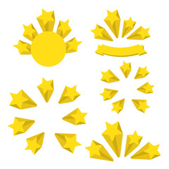 Labels with stars around. Star badge vector background