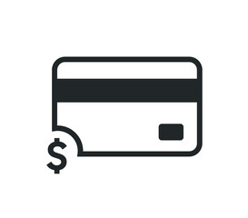 Credit card icon. Dollar card icon. Credit card outline icon. 