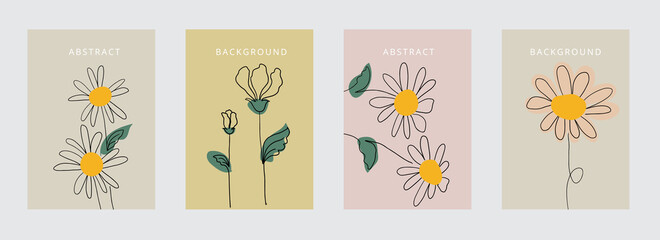 Social media banners, a beautiful leaf, and flower set of social media post templates with minimal abstract organic shapes composition can be used also card, cover, Vector illustration.