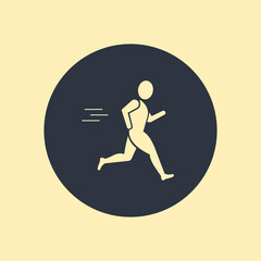 Fototapeta na wymiar Runner man icon. vector symbol on round background