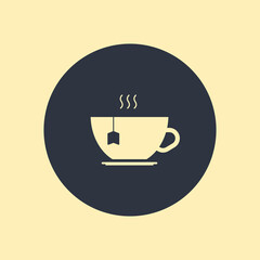 tea icon. vector symbol on round background