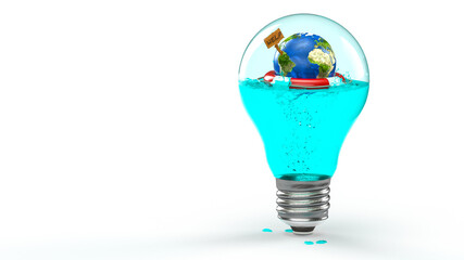 Erde ruft nach Hilfe - Rette die Ozeane - A little sea world in a light bulb