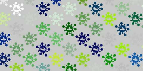 Fototapeta na wymiar Light blue, green vector texture with disease symbols.