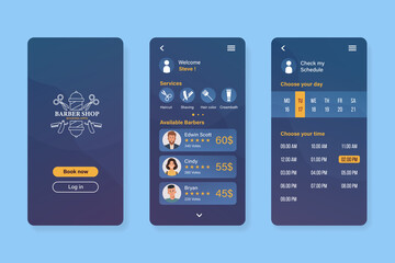 Barber shop booking app interface template